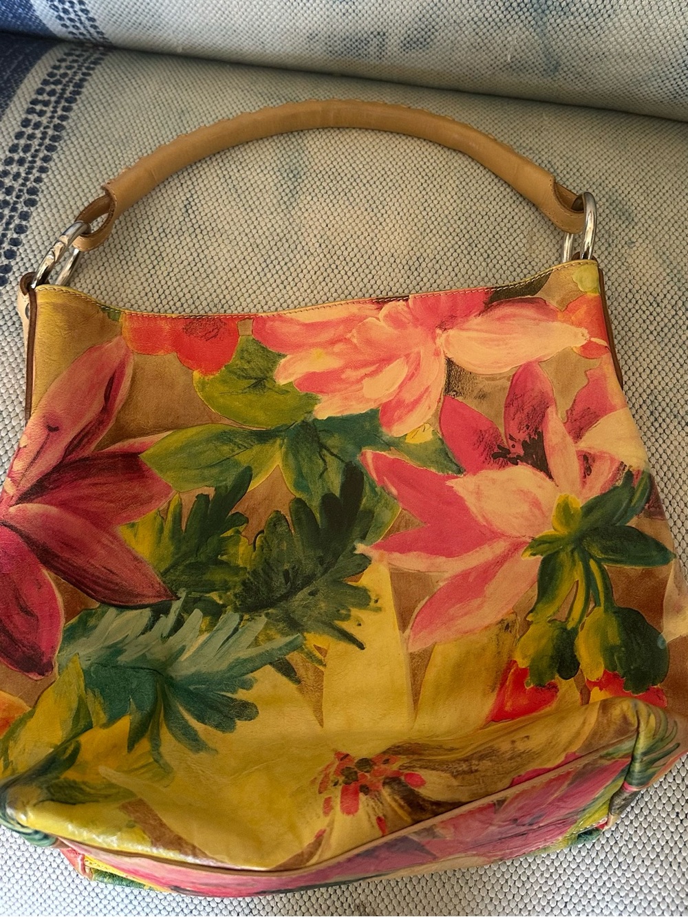 Maurizio Taiuti Floral Pink and Green Shoulder Bag - Picture 1 of 13